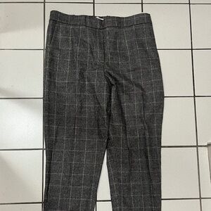 Babaton Grey Plaid Wool Trousers